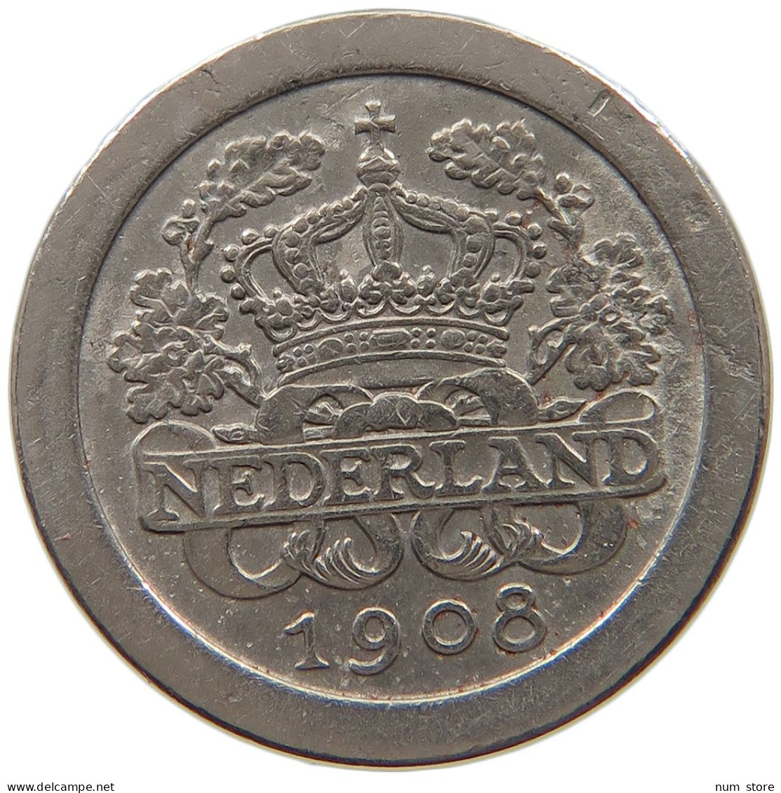 NETHERLANDS 5 CENTS 1908 #c023 0433 - 5 Centavos