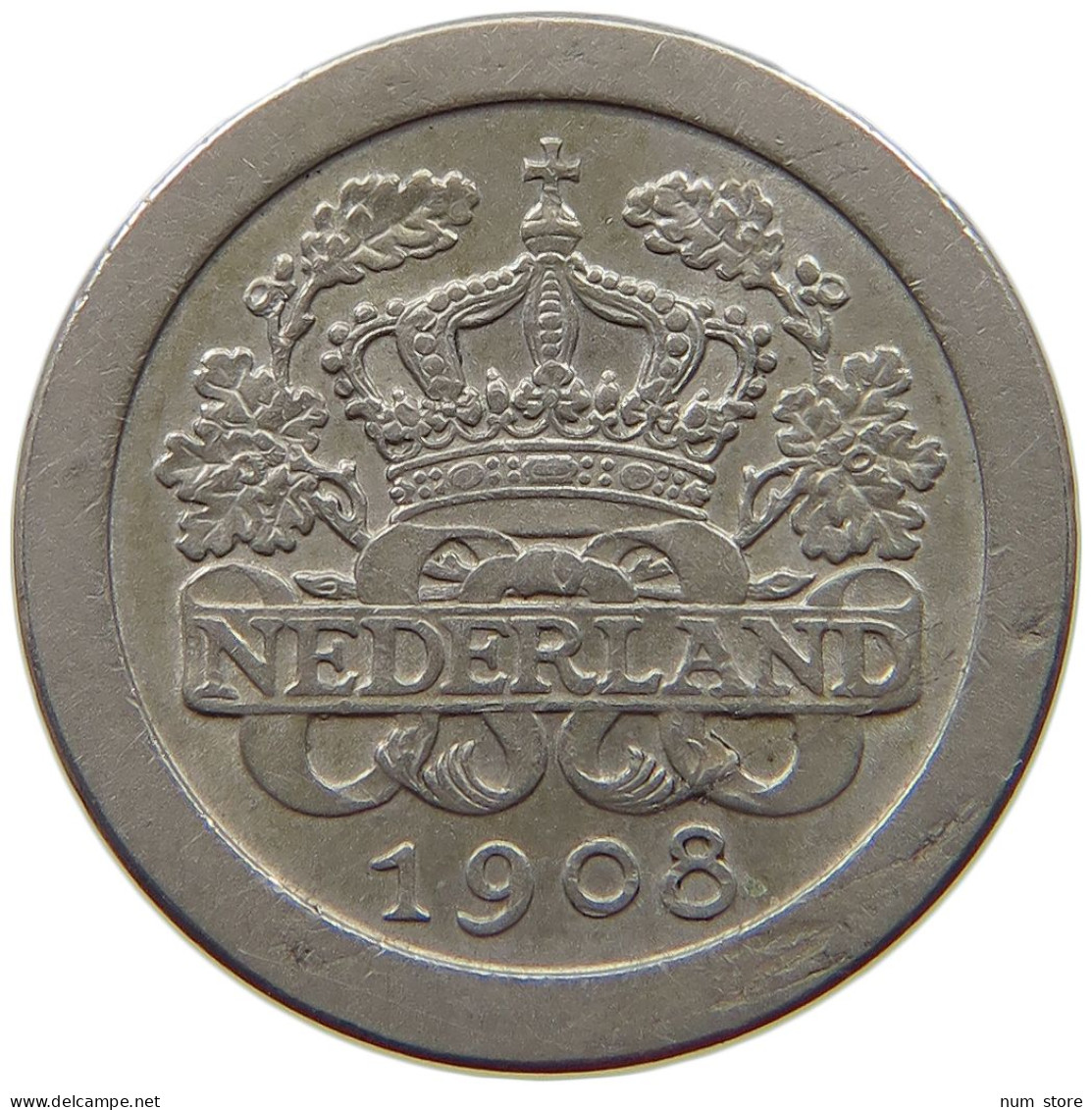 NETHERLANDS 5 CENTS 1908 #a018 0599 - 5 Centavos