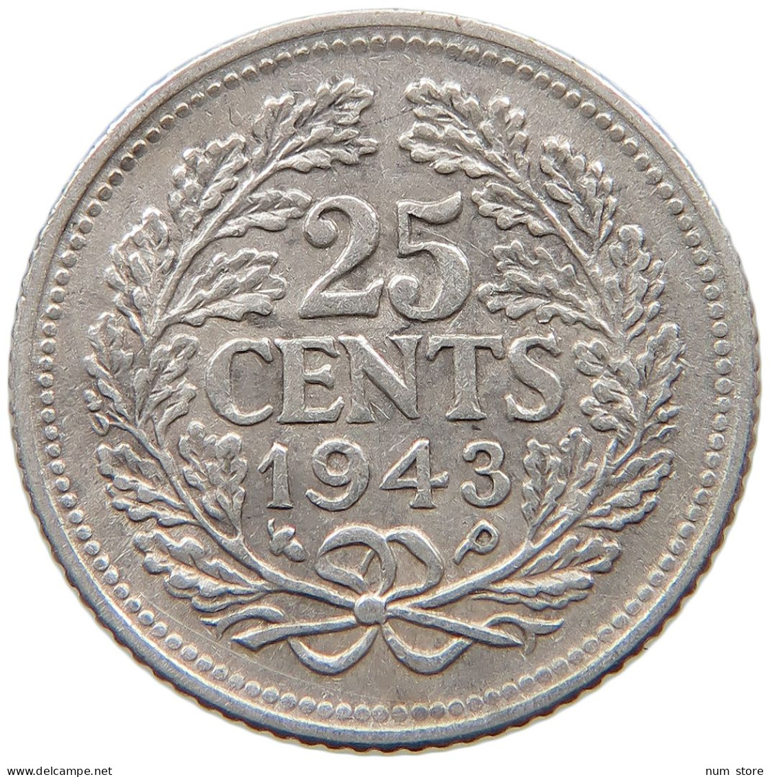 NETHERLANDS 25 CENTS 1943 P #a033 0673 - 25 Centavos