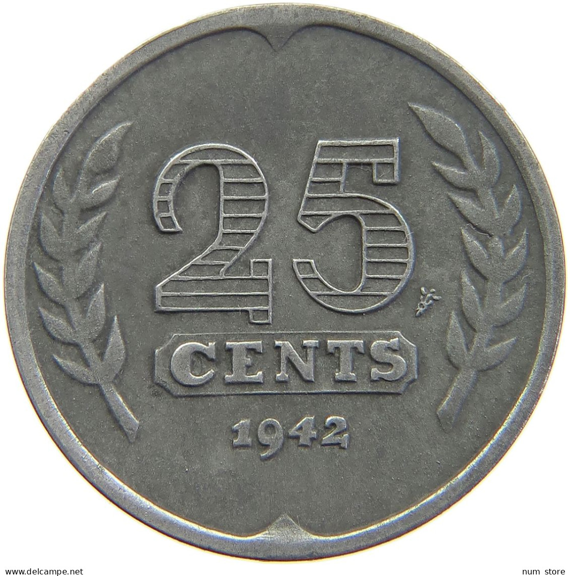 NETHERLANDS 25 CENTS 1942 #a086 0447 - 25 Cent