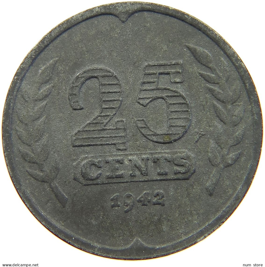 NETHERLANDS 25 CENTS 1942 #a035 0599 - 25 Cent