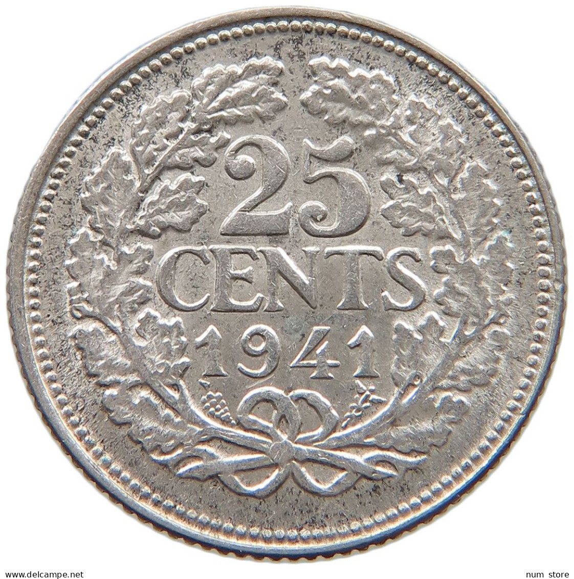 NETHERLANDS 25 CENTS 1941 TOP #c018 0261 - 25 Centavos