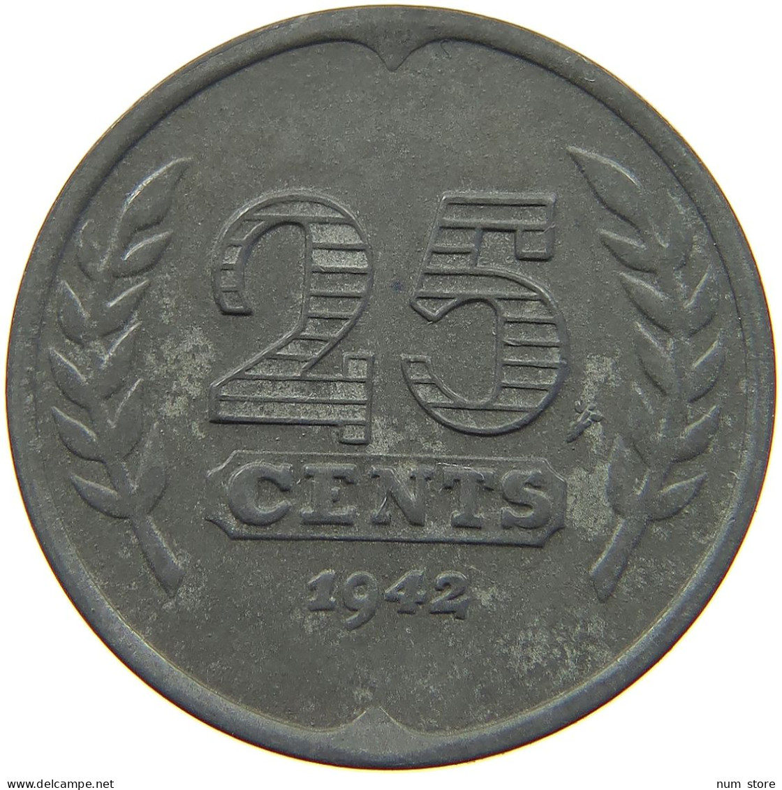 NETHERLANDS 25 CENTS 1942 #a006 0067 - 25 Cent