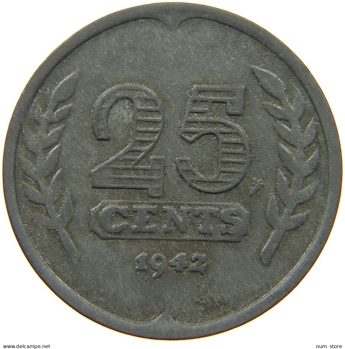 NETHERLANDS 25 CENTS 1942 #a006 0075 - 25 Centavos
