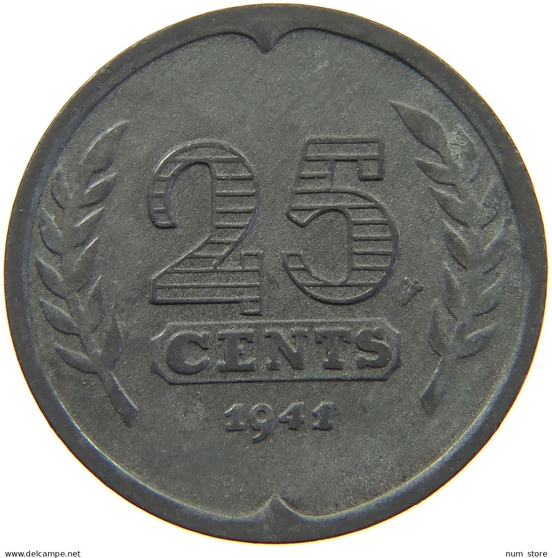 NETHERLANDS 25 CENTS 1941 #c067 0049 - 25 Centavos