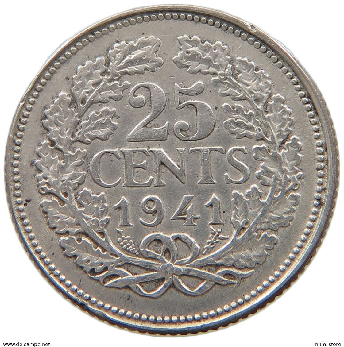 NETHERLANDS 25 CENTS 1941 TOP #a044 0203 - 25 Centavos