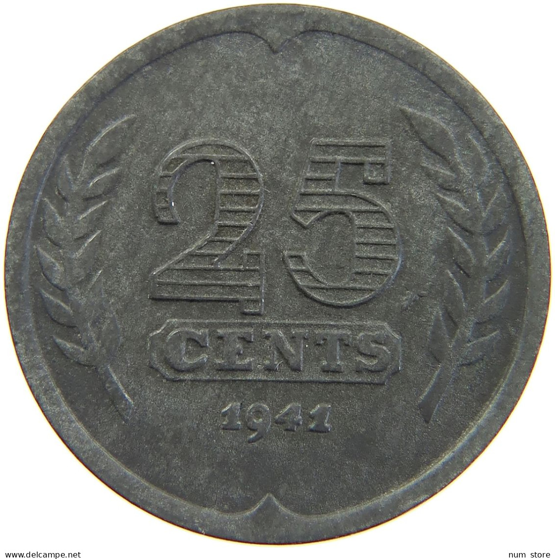 NETHERLANDS 25 CENTS 1941 #a086 0445 - 25 Centavos