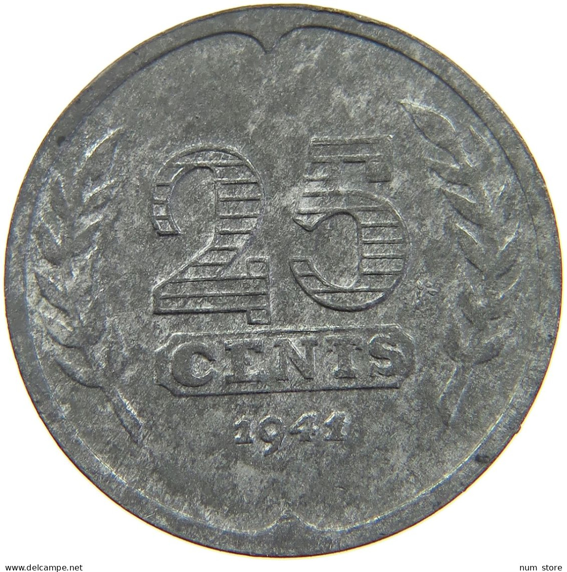 NETHERLANDS 25 CENTS 1941 #a086 0443 - 25 Centavos