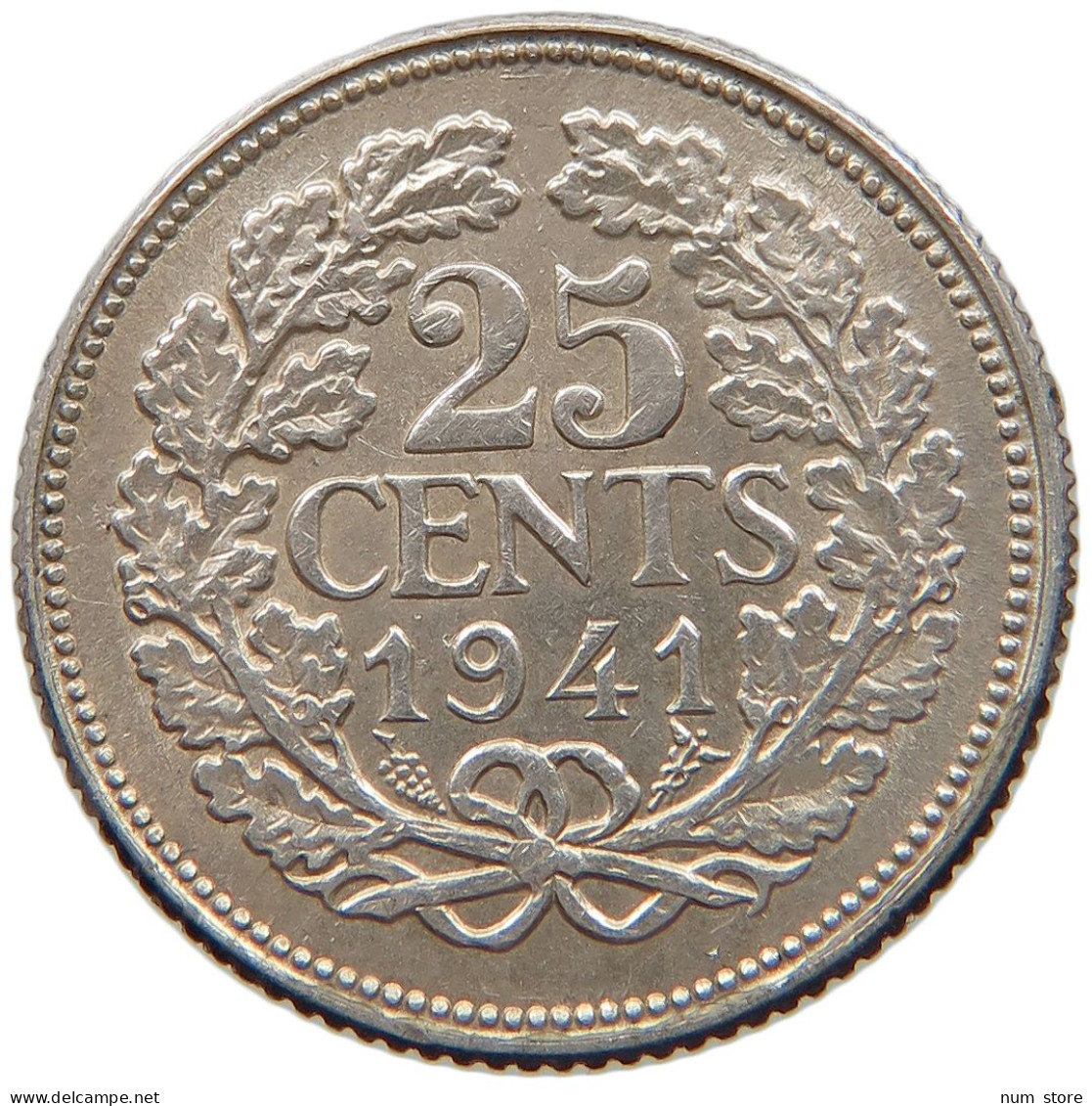 NETHERLANDS 25 CENTS 1941 #c016 0311 - 25 Centavos