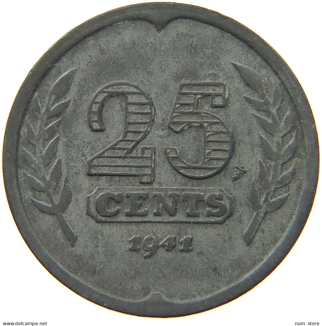 NETHERLANDS 25 CENTS 1941 #a006 0061 - 25 Cent