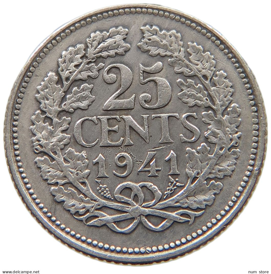 NETHERLANDS 25 CENTS 1941 #a045 0713 - 25 Centavos