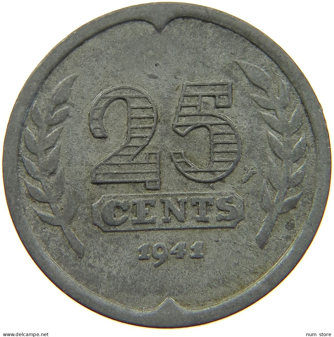 NETHERLANDS 25 CENTS 1941 #a006 0069 - 25 Centavos