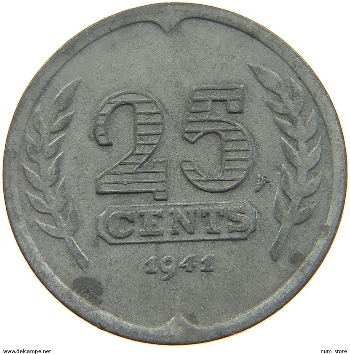 NETHERLANDS 25 CENTS 1941 #a006 0073 - 25 Centavos