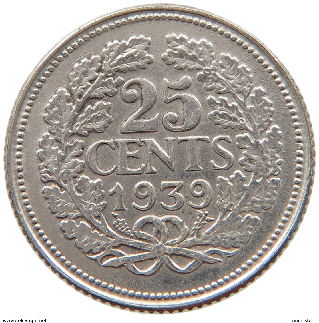 NETHERLANDS 25 CENTS 1939 TOP #c068 0251 - 25 Centavos