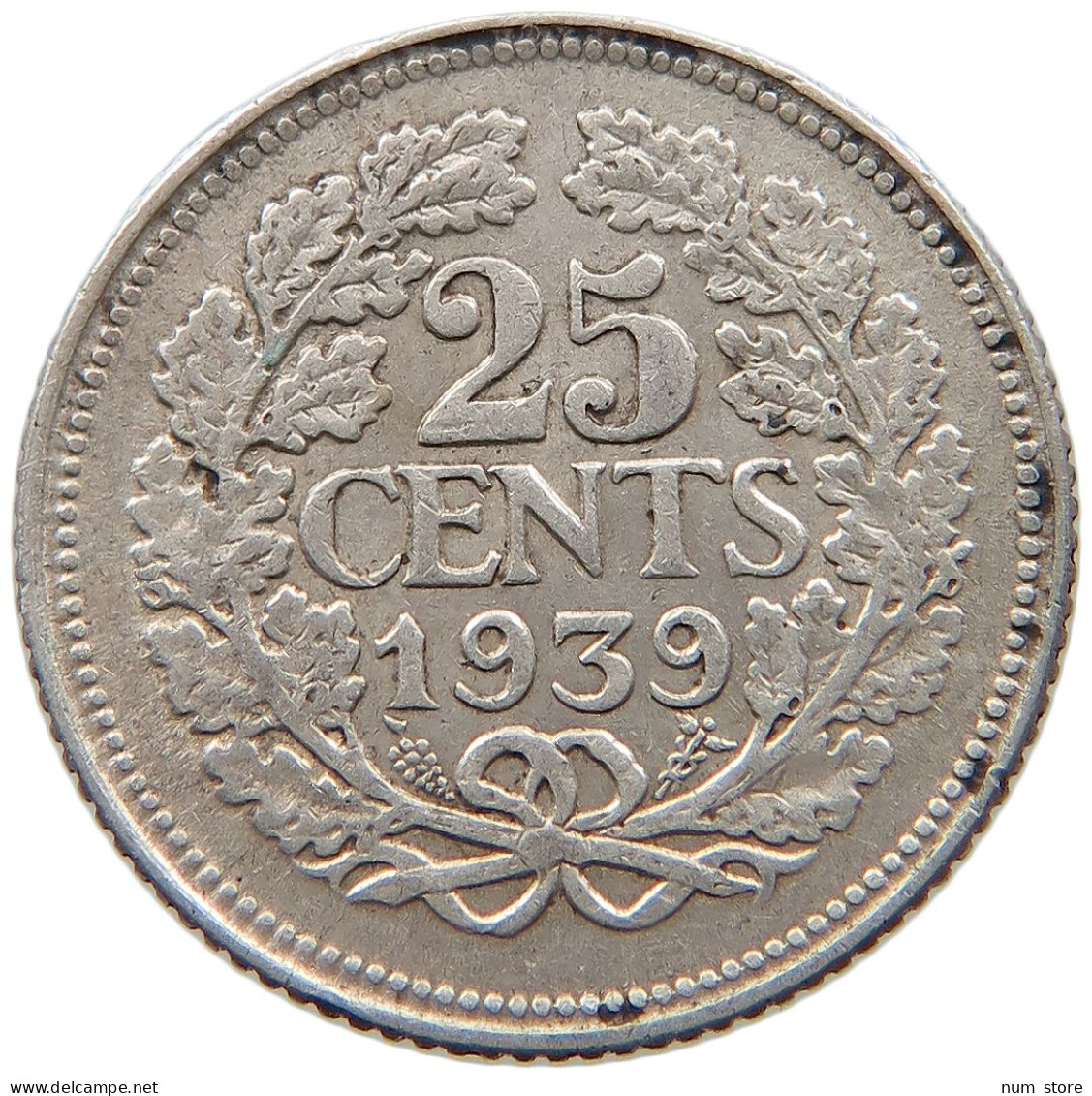 NETHERLANDS 25 CENTS 1939 #a033 0669 - 25 Centavos