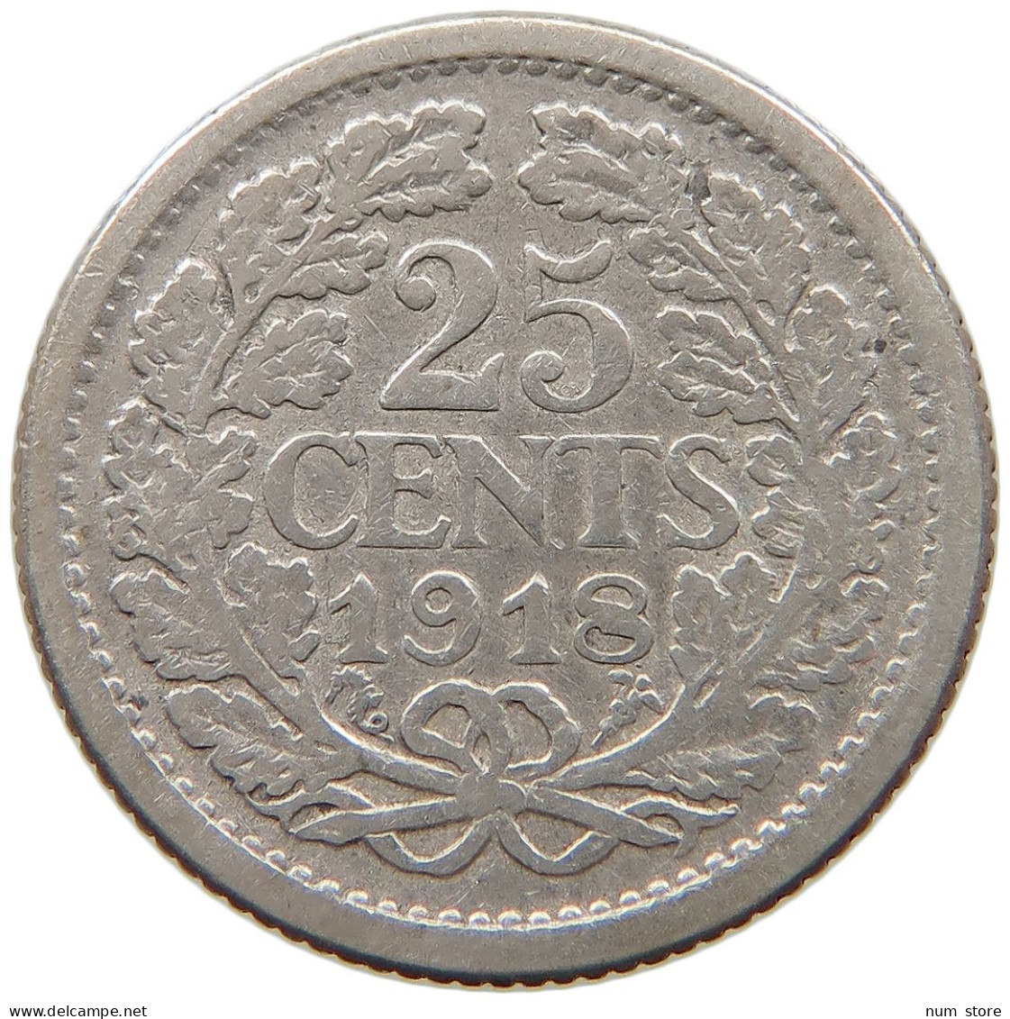 NETHERLANDS 25 CENTS 1918 #a033 0663 - 25 Centavos