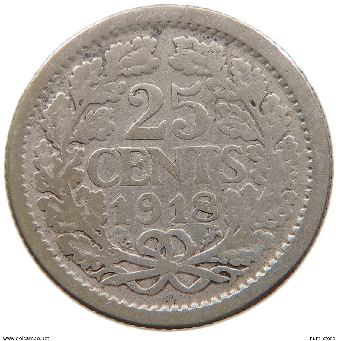 NETHERLANDS 25 CENTS 1918 #a044 0195 - 25 Centavos