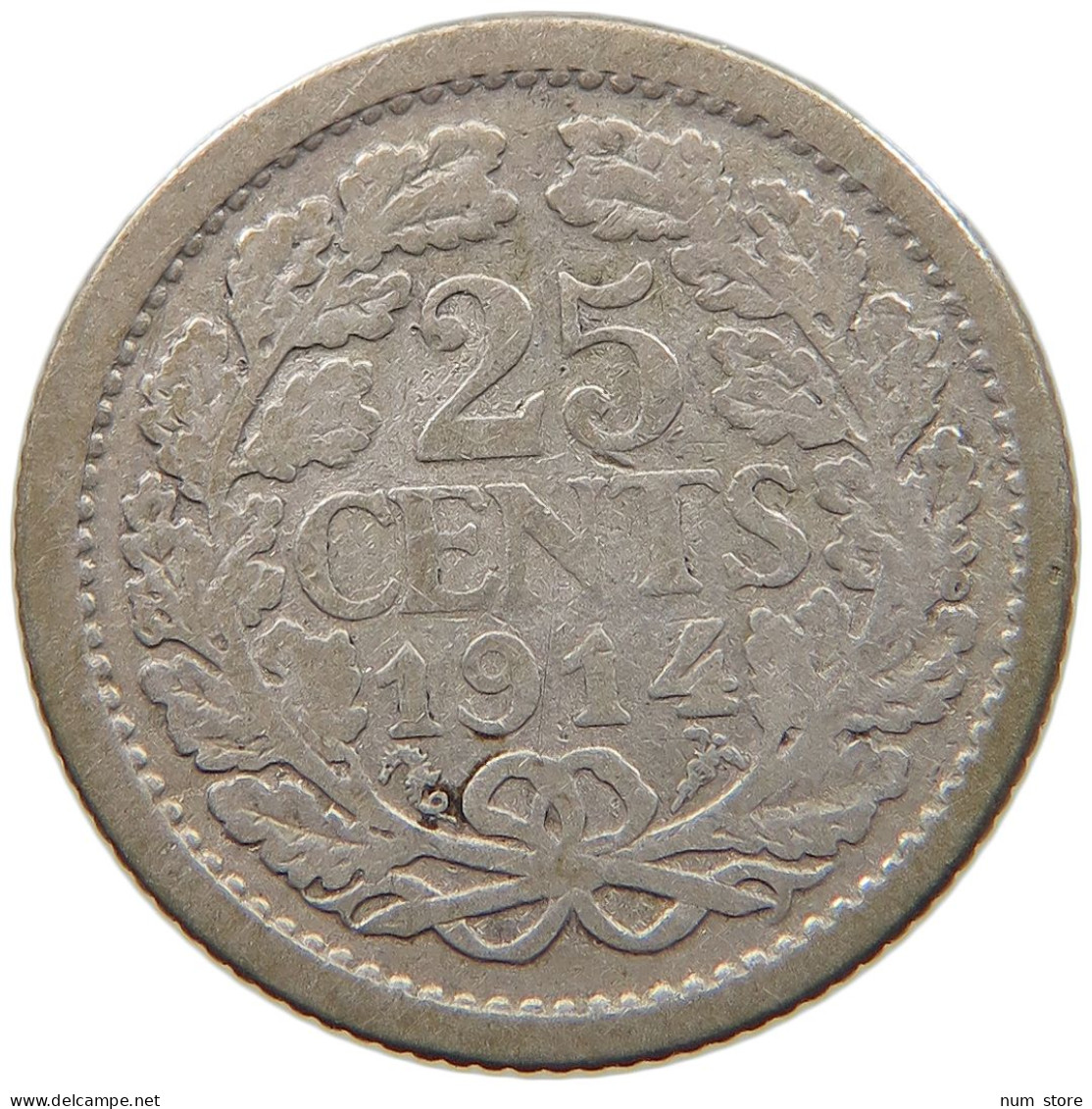NETHERLANDS 25 CENTS 1914 #c045 0245 - 25 Cent