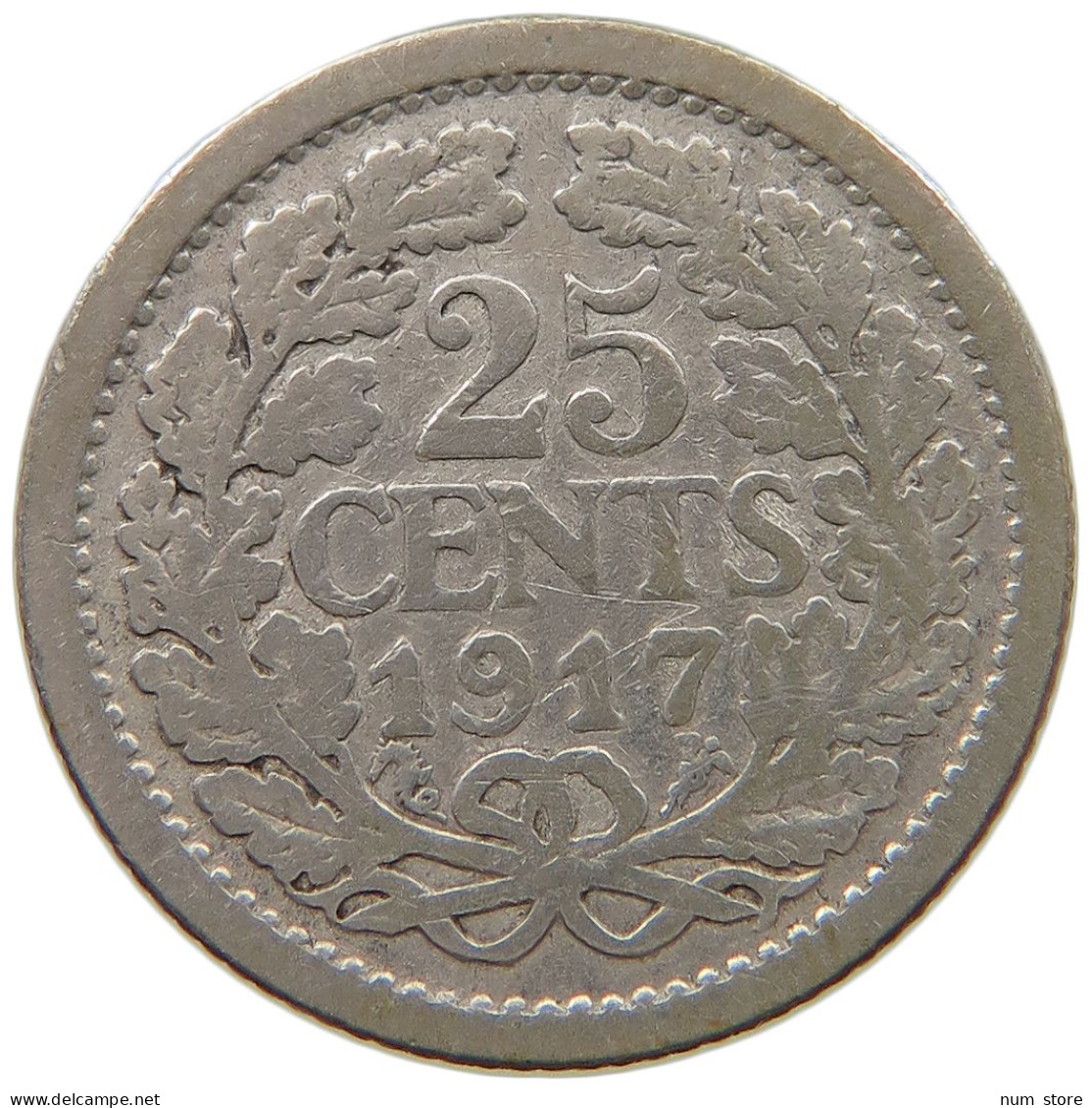 NETHERLANDS 25 CENTS 1917 #a044 0191 - 25 Centavos