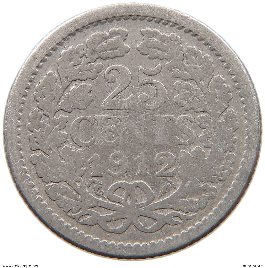 NETHERLANDS 25 CENTS 1912 #a033 0667 - 25 Cent