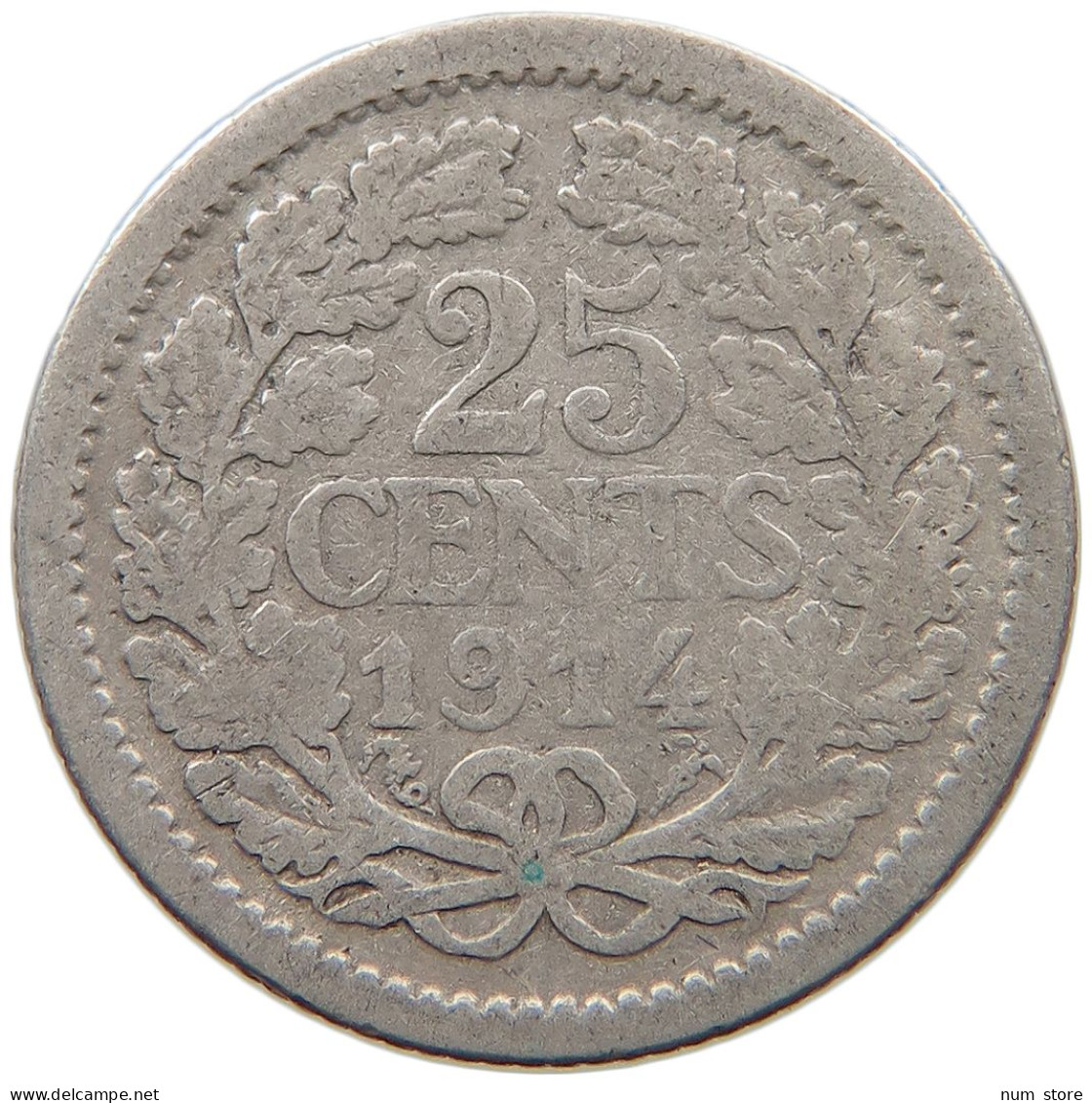 NETHERLANDS 25 CENTS 1914 #a032 0929 - 25 Cent