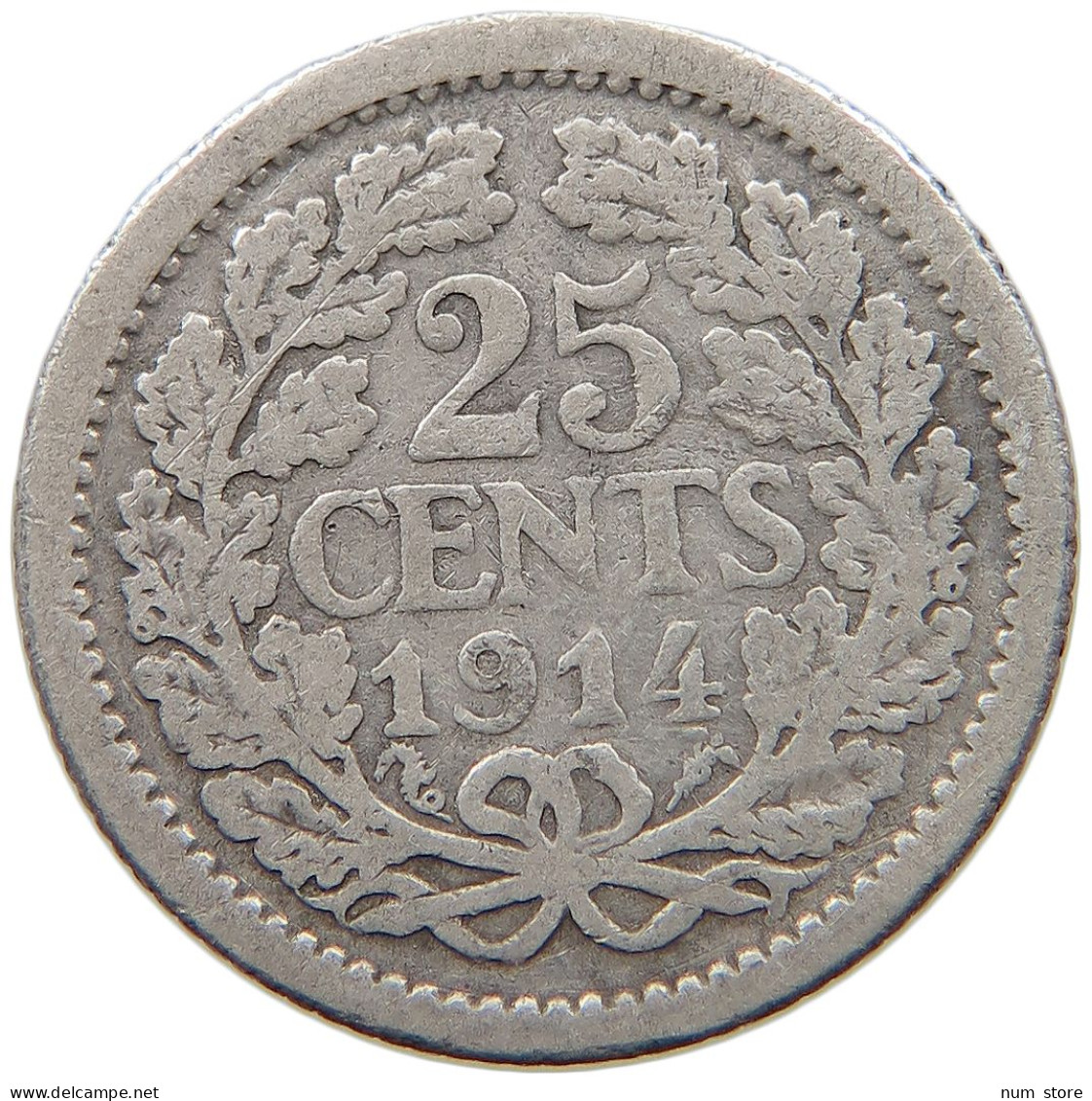 NETHERLANDS 25 CENTS 1914 #a033 0659 - 25 Cent