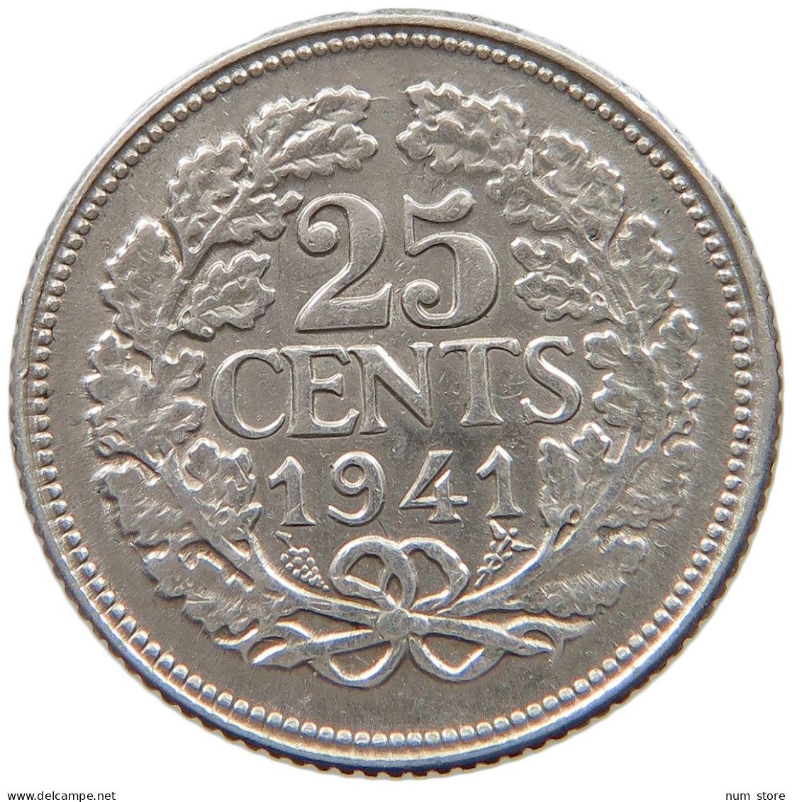 NETHERLANDS 25 CENTS 1941 #c024 0249 - 25 Cent