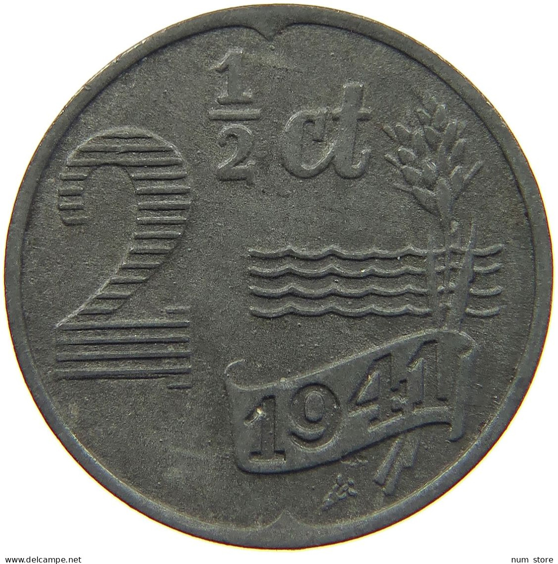 NETHERLANDS 2 1/2 CENTS 1941 #c014 0491 - 2.5 Cent