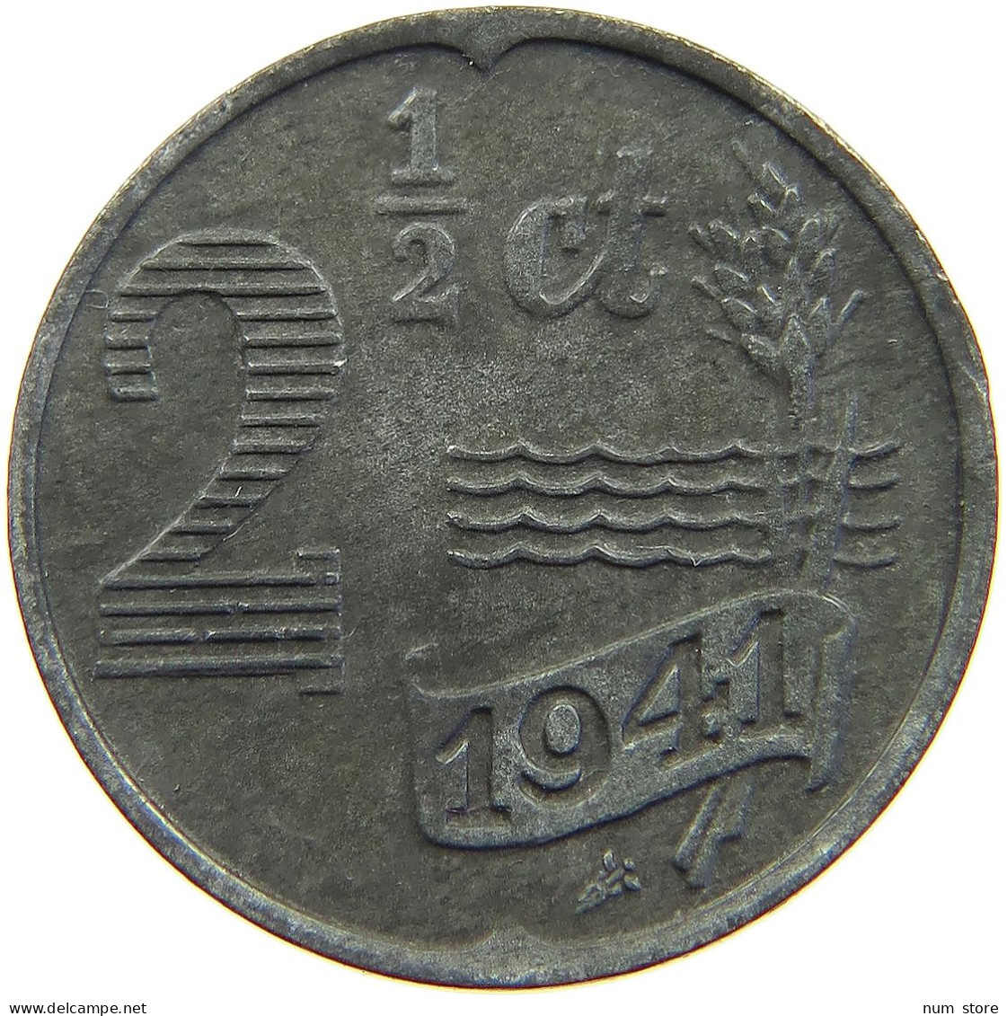 NETHERLANDS 2 1/2 CENTS 1941 #a006 0677 - 2.5 Cent