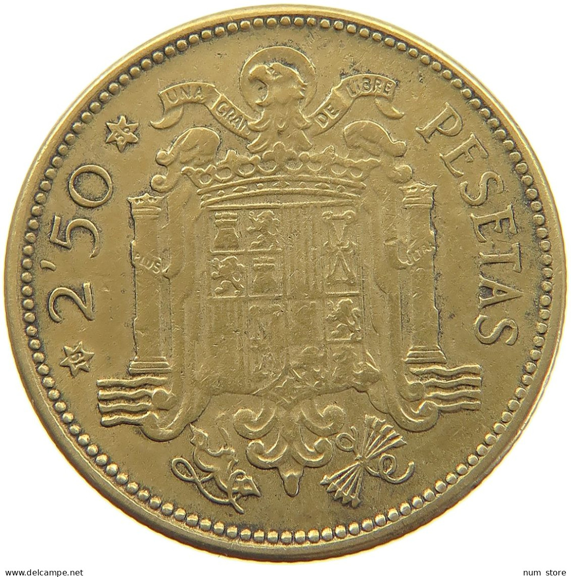 SPAIN 2 1/2 PESETAS 1953 56 #c075 0453 - 2 Pesetas