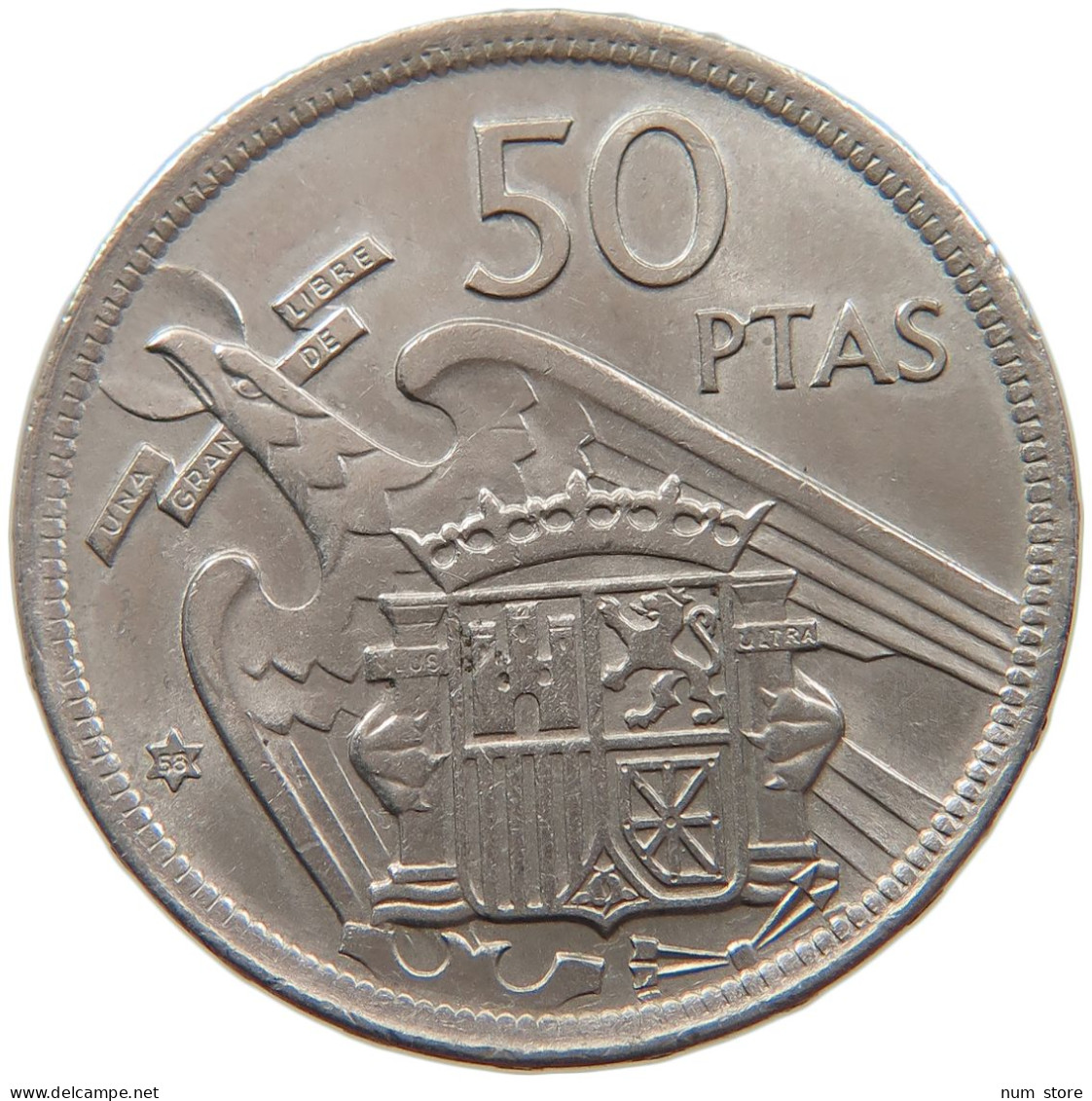 SPAIN 50 PESETAS 1957 58 TOP #s019 0023 - 50 Centimos