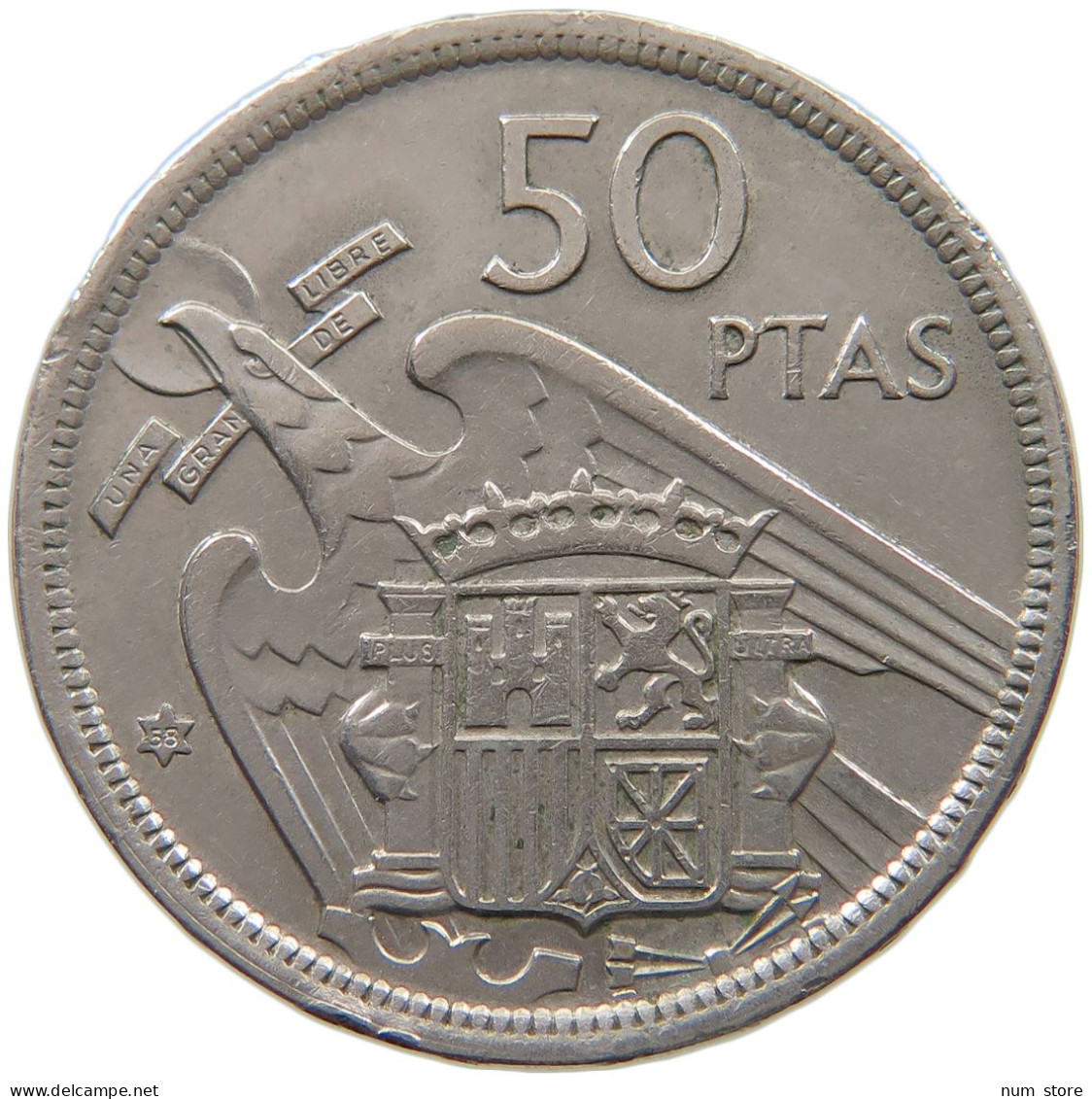 SPAIN 50 PESETAS 1957 58 #a042 0473 - 50 Centimos