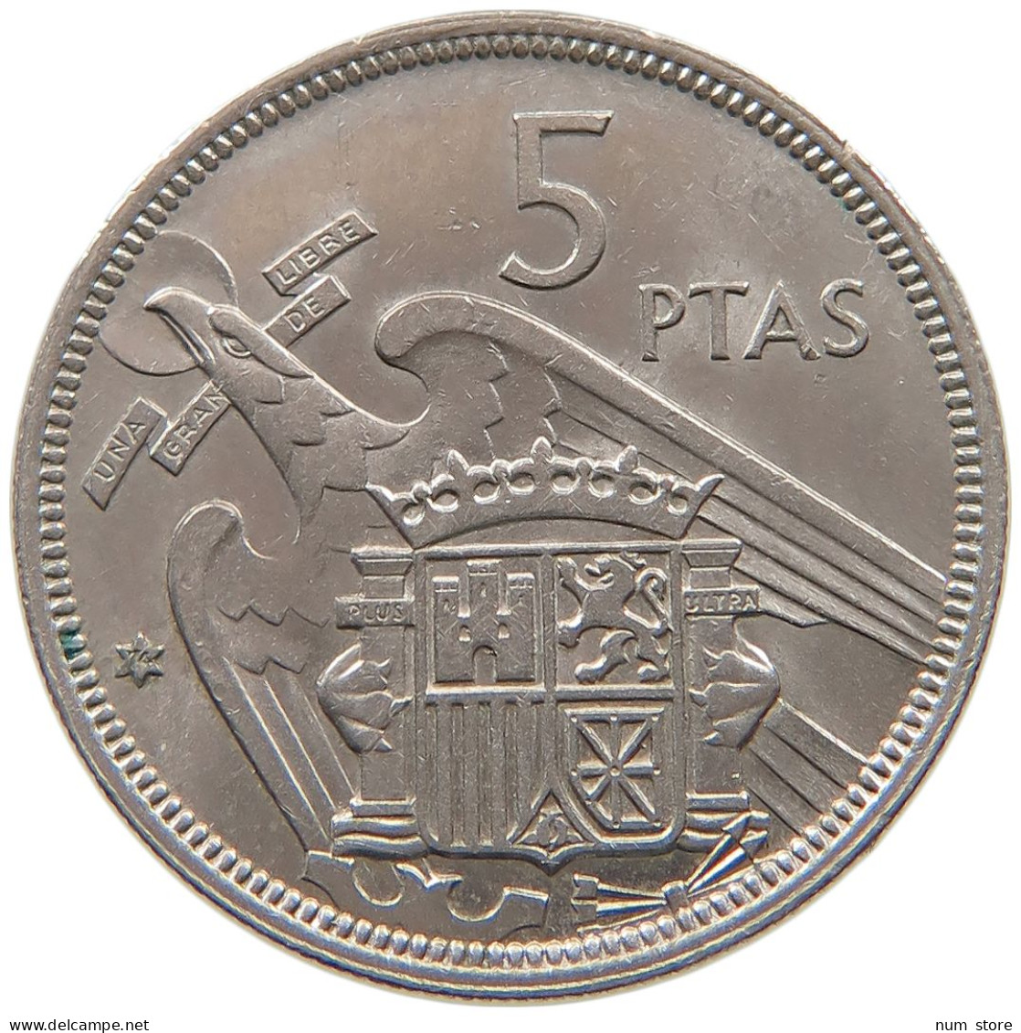 SPAIN 5 PESETAS 1957 74 #s065 0493 - 5 Pesetas