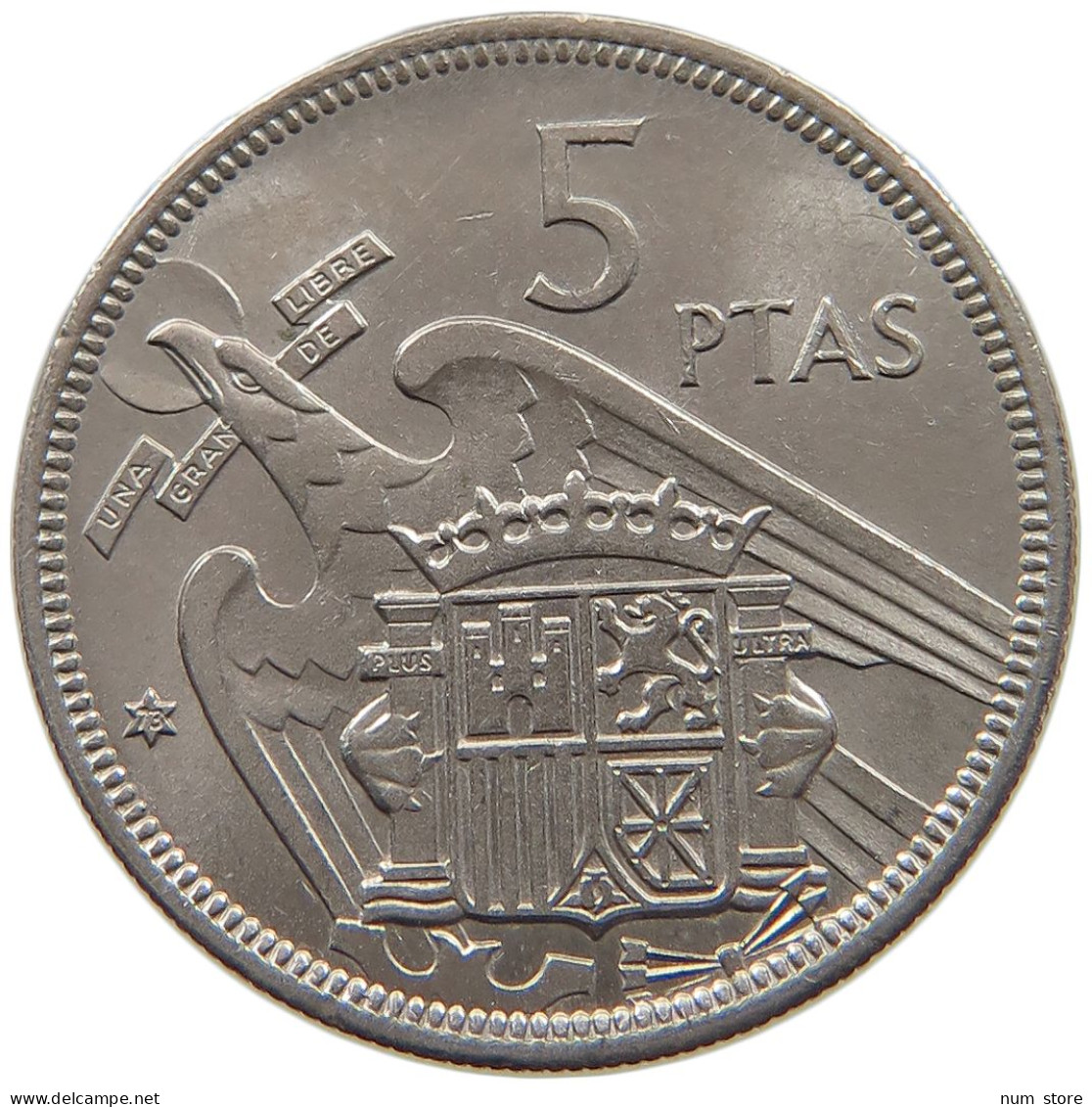 SPAIN 5 PESETAS 1957 73 TOP #c078 0051 - 5 Pesetas