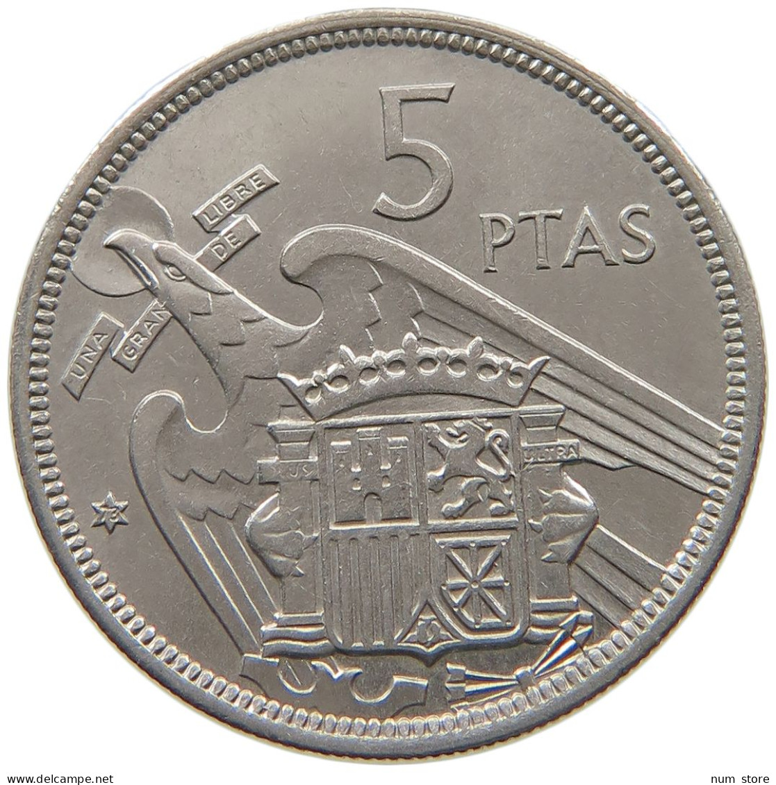 SPAIN 5 PESETAS 1957 73 #s065 0491 - 5 Pesetas