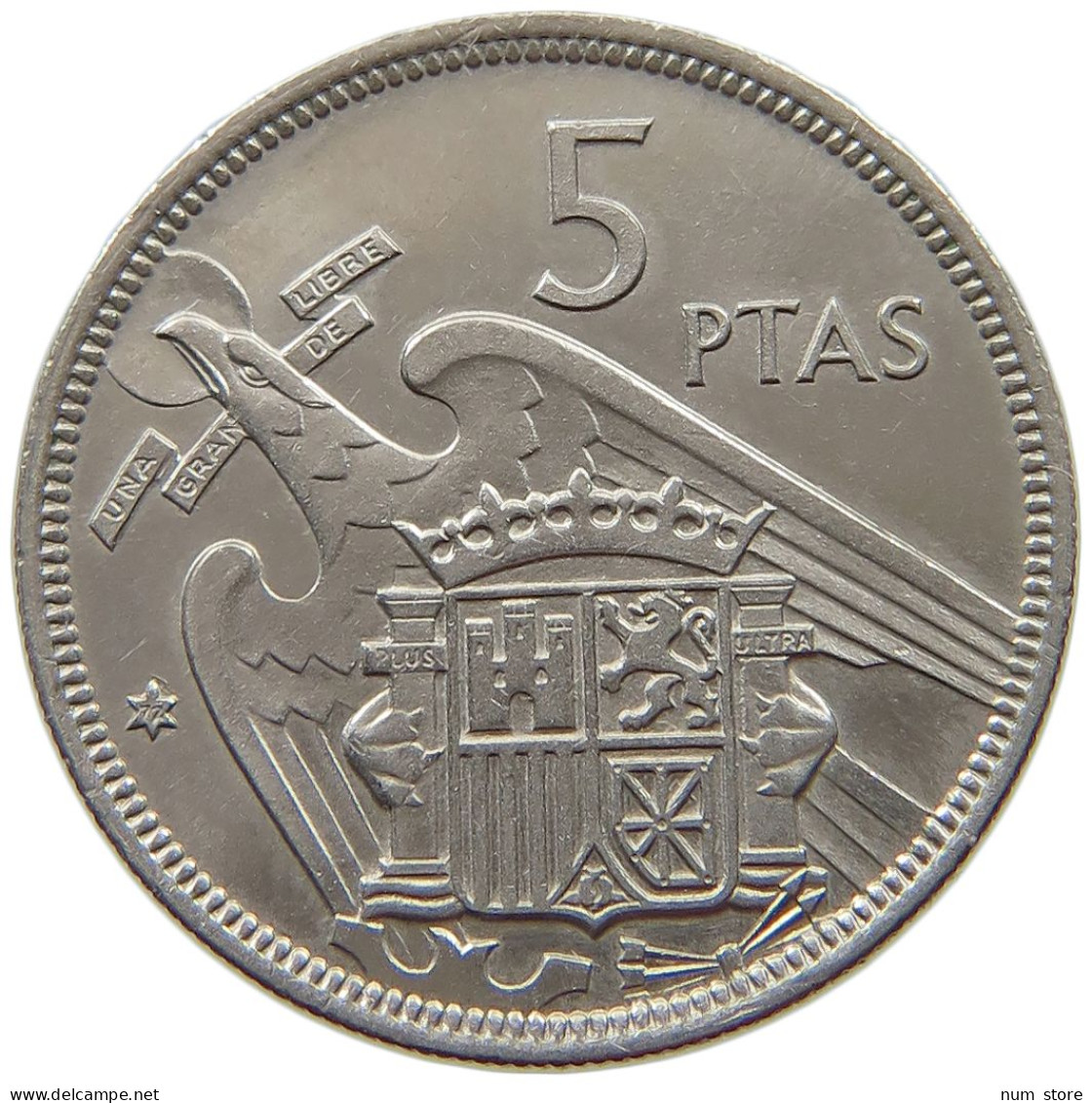 SPAIN 5 PESETAS 1957 72 TOP #a015 0743 - 5 Pesetas