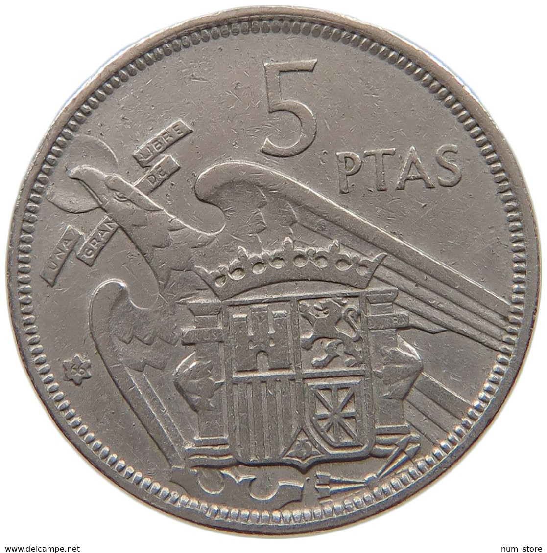 SPAIN 5 PESETAS 1957 66 #a061 0395 - 5 Pesetas