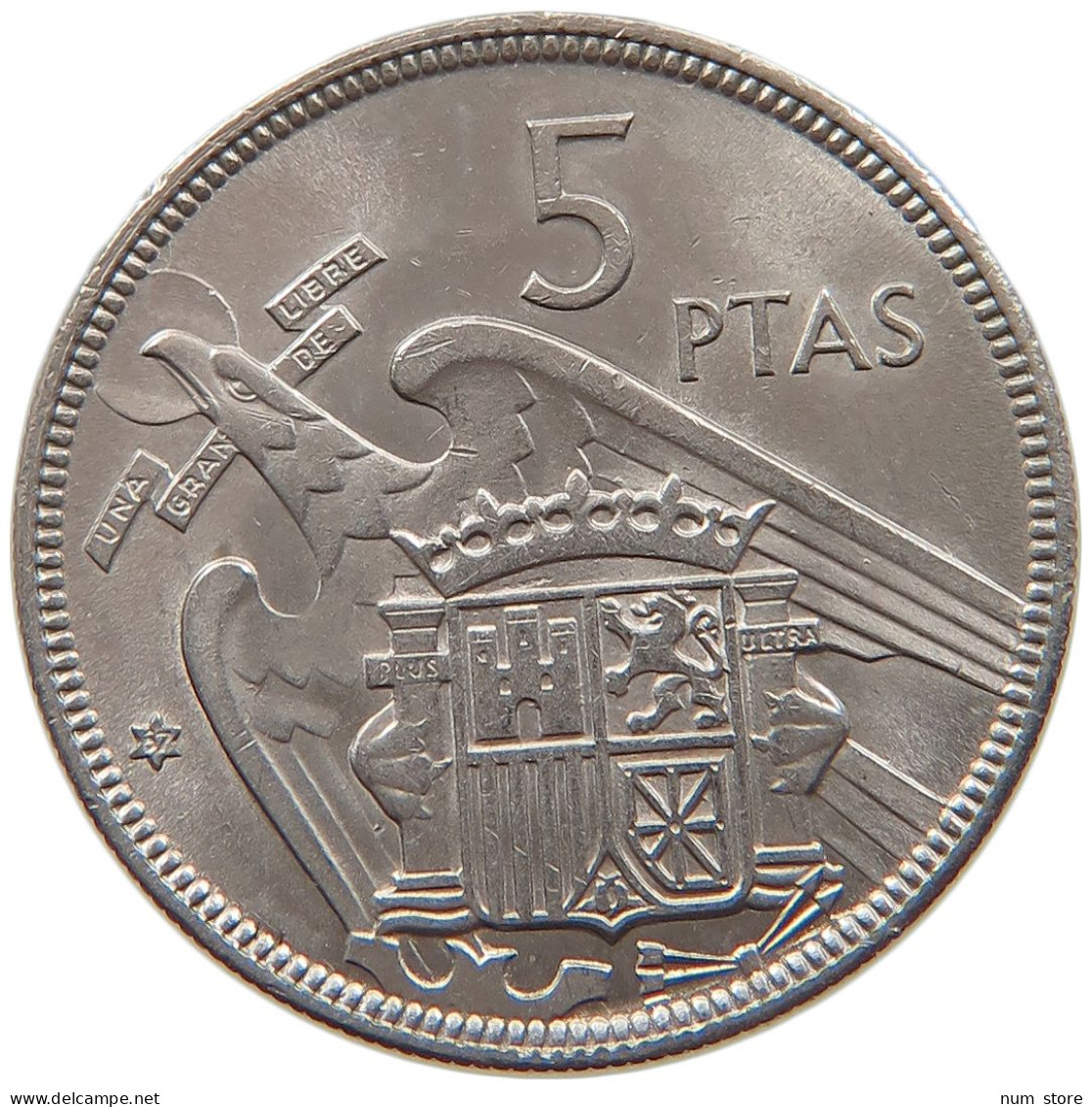 SPAIN 5 PESETAS 1957 67 TOP #s021 0057 - 5 Pesetas