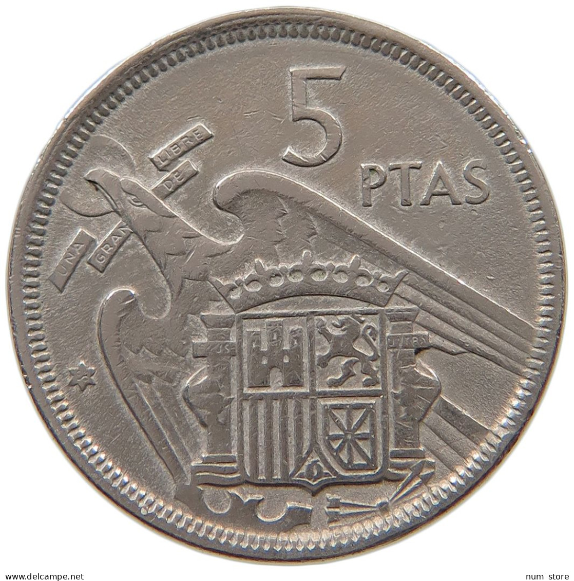 SPAIN 5 PESETAS 1957 58 #a034 0611 - 5 Pesetas