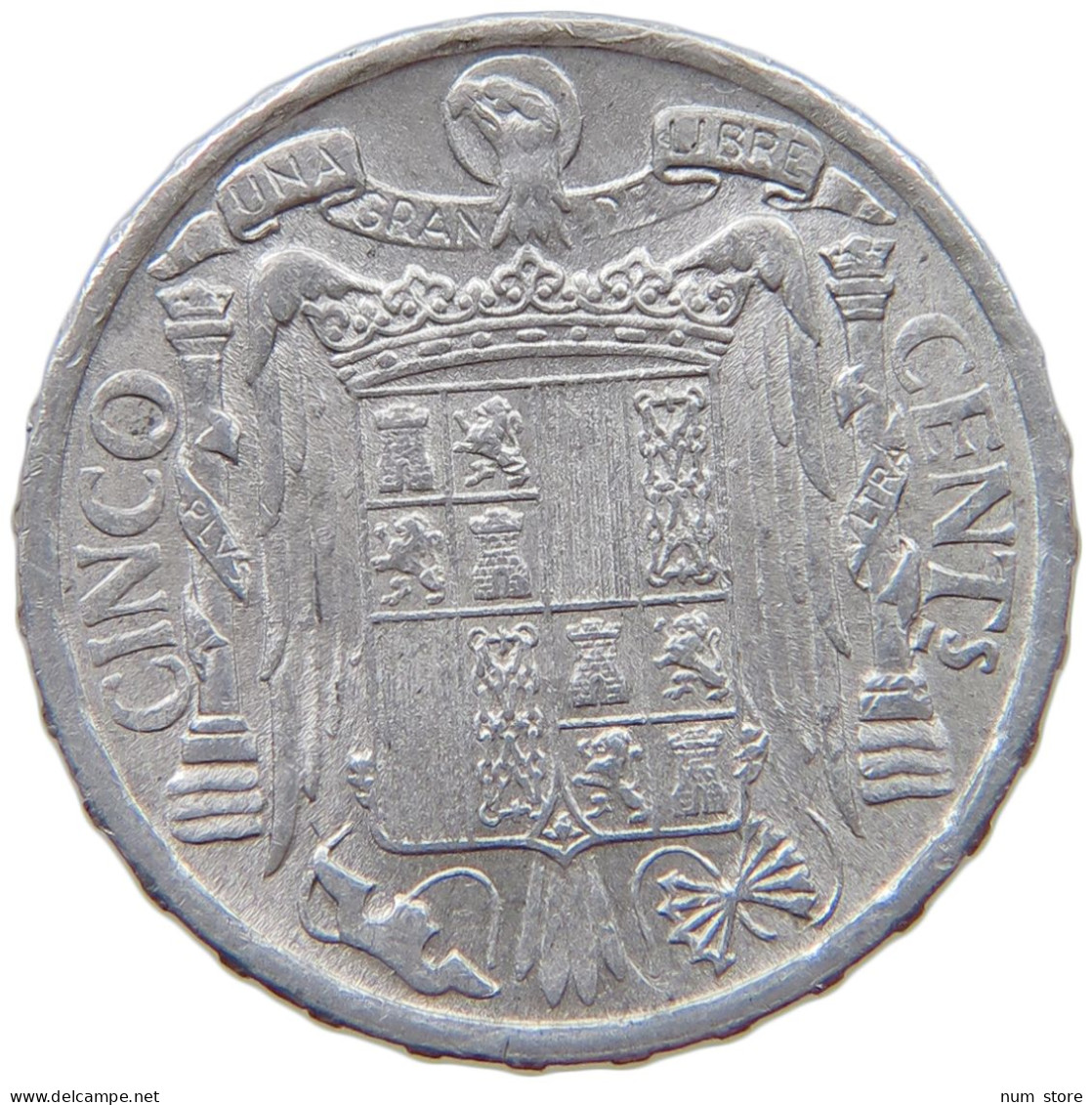 SPAIN 5 CENTIMOS 1945 #s074 0161 - 5 Centesimi