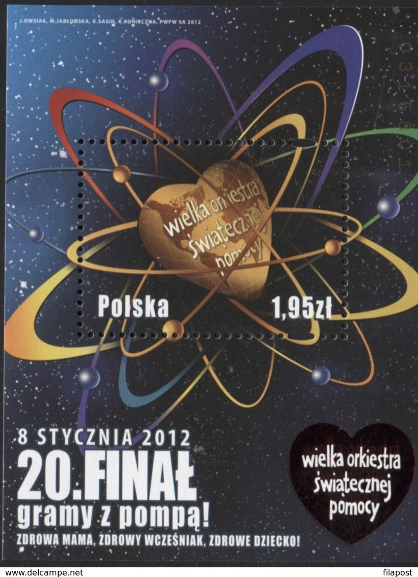 2012 POLAND  Mi Bl. 203 20th Finale Of The Great Orchestra Of Christmas Charity WOSP Block MNH** - Neufs