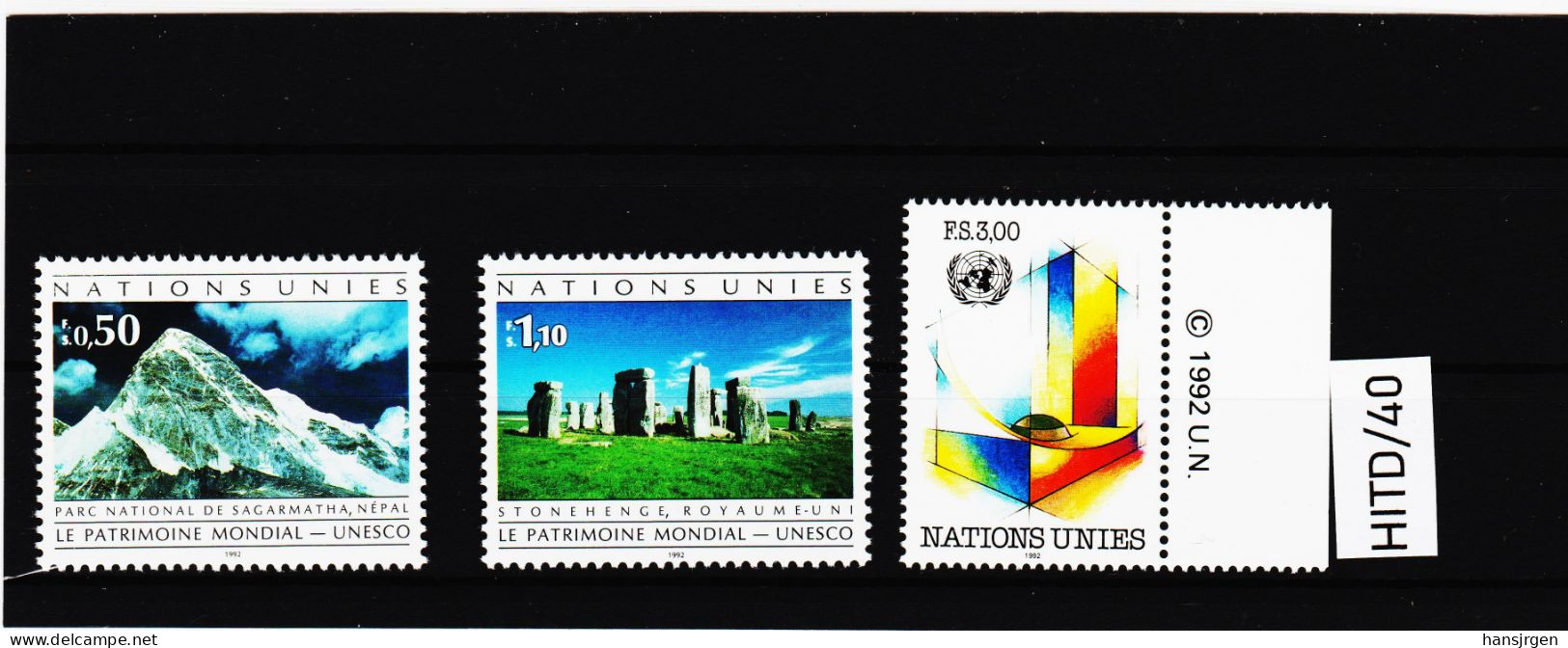 HITD/40 VEREINTE NATIONEN UNO GENF 1992 Michl 210/12 ** Postfrisch SIEHE ABBILDUNG - Unused Stamps
