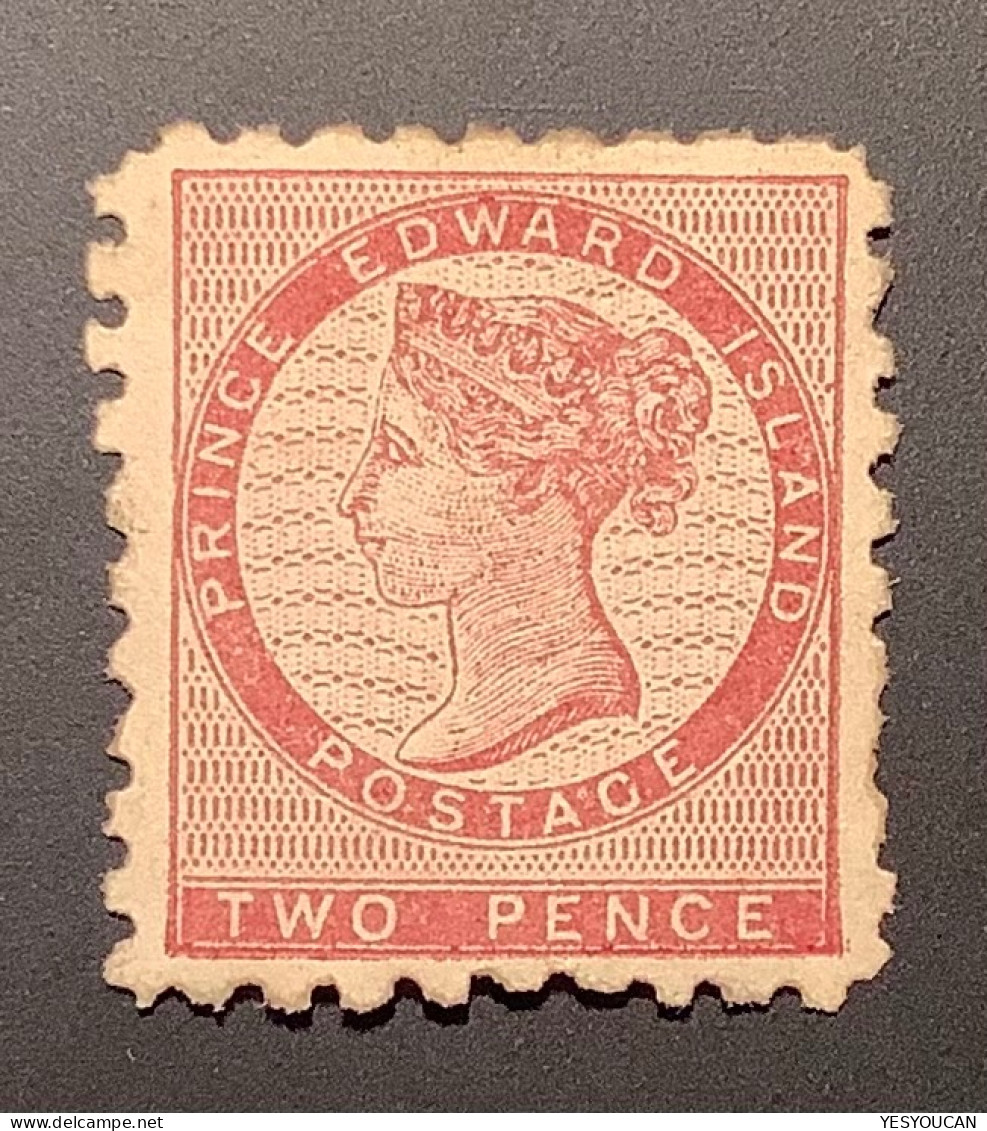 Prince Edward Island 1861 2d Deep Rose RARE PERF 9, XF Sc.1a = 1350$++ Unused (*) (BNA  Canada Provinces Queen Victoria - Unused Stamps