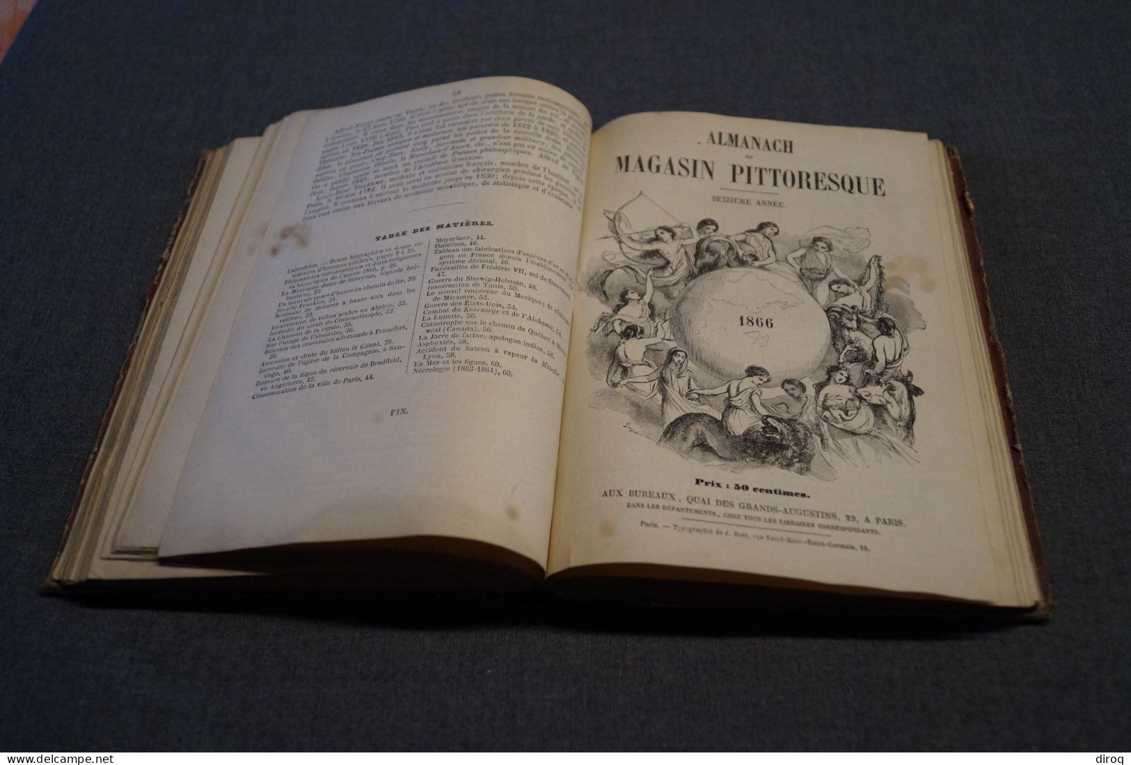 Almanach 1862 à 1867, 6 années,magasin Pittoresque,20 Cm. sur 15 Cm.Complet