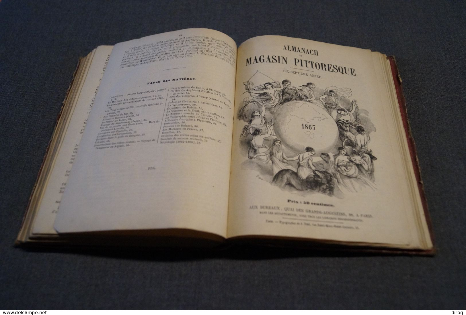 Almanach 1862 à 1867, 6 années,magasin Pittoresque,20 Cm. sur 15 Cm.Complet