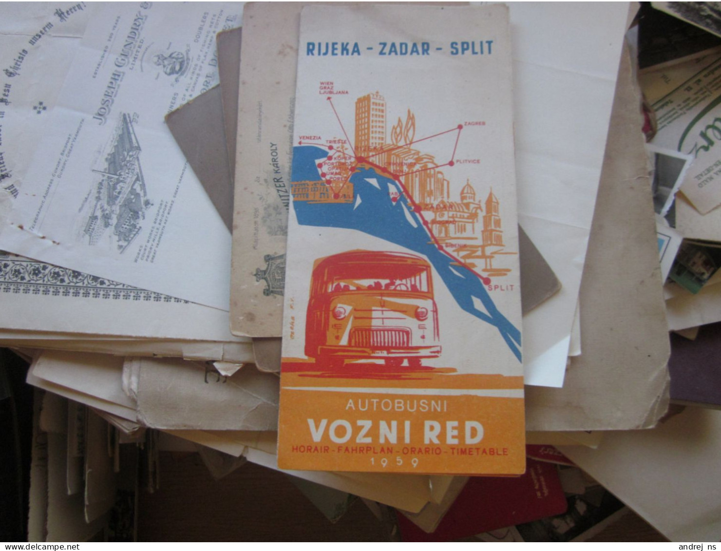 Rijeka - Zadar - Split Autobusni Red Voznje Timetable Bus 1959 - Europe