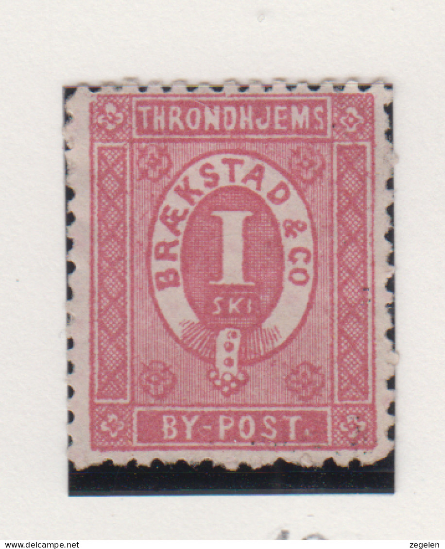 Noorwegen Lokale Zegel   Katalog Over Norges Byposter Trondhjem Bypost 10 Tanding 12 - Local Post Stamps