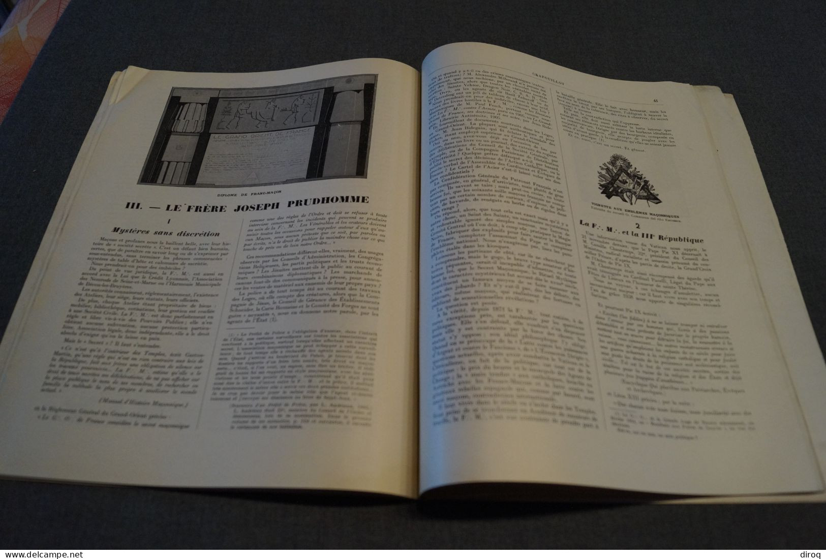 La Franc-Maçonnerie 1938,Crapouillot,68 pages,31,5 Cm. sur 24,5 Cm. complet