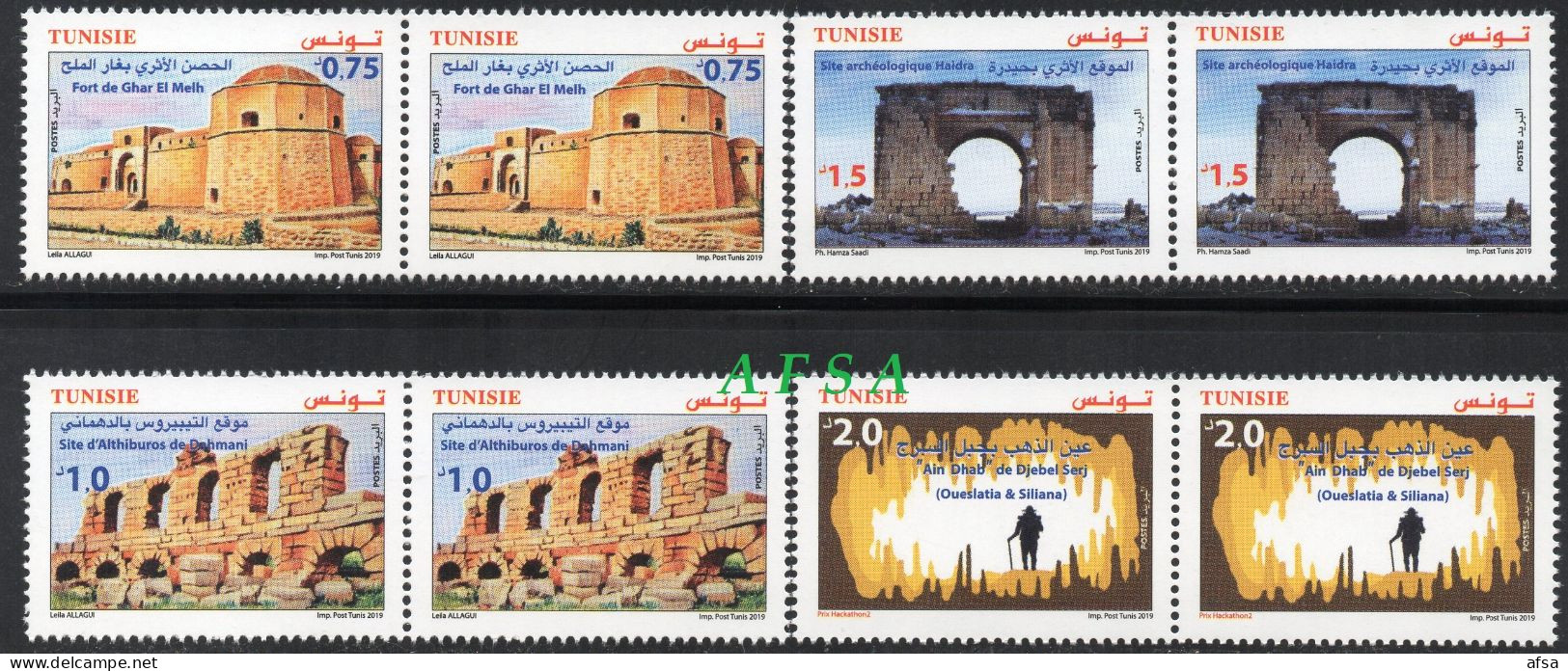 2019-Archeological Sites And Monuments Of Tunisia (Pair )// Sites Archéologiques De Tunisie (Paire) - Archéologie