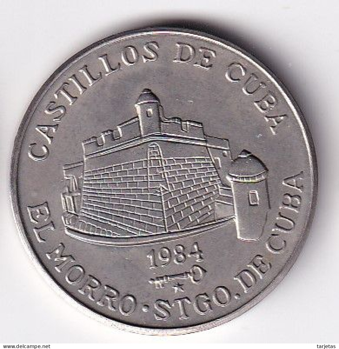 MONEDA DE CUBA DE 1 PESO DEL AÑO 1984 DE EL MORRO DE SANTIAGO DE CUBA (COIN)  (NUEVA - UNC) - Kuba